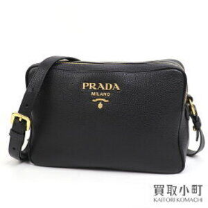 Prada Vitello Phenix Shoulder Bag Black Calfskin Logo Crossbody Camera